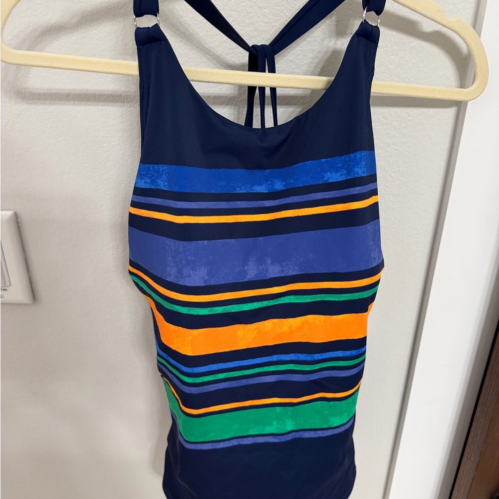 Land’s End Tankini top 16 W Deep Sea blue stripe